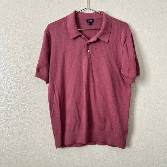 J Crew Factory Basketweave cotton sweater-polo short sleeve mauve pink CI774 - Picture 4 of 8